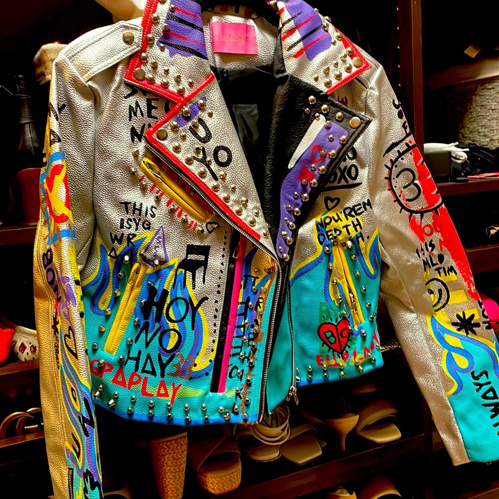 Azalea Wang bike style jacket